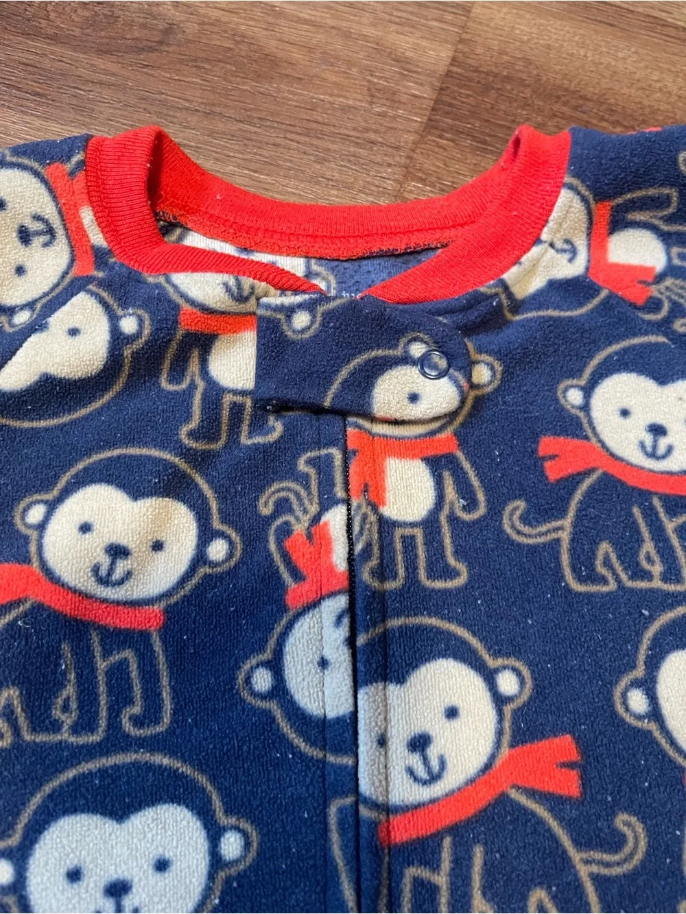 Carter's Navy Monkey Print Footed Pajamas